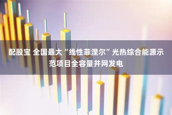 配股宝 全国最大“线性菲涅尔”光热综合能源示范项目全容量并网发电